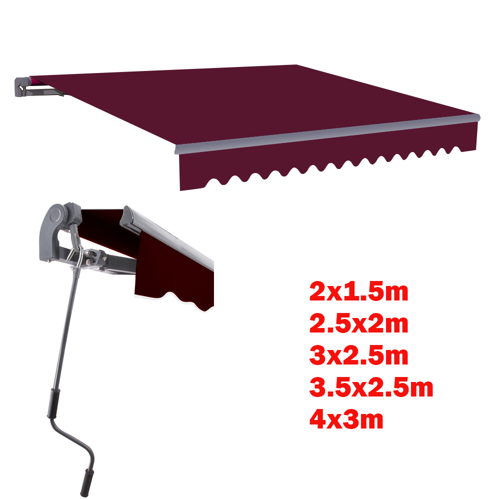 Retractable Awning Manual Outdoor Garden Patio Canopy Sun Shade Porch Shelter
