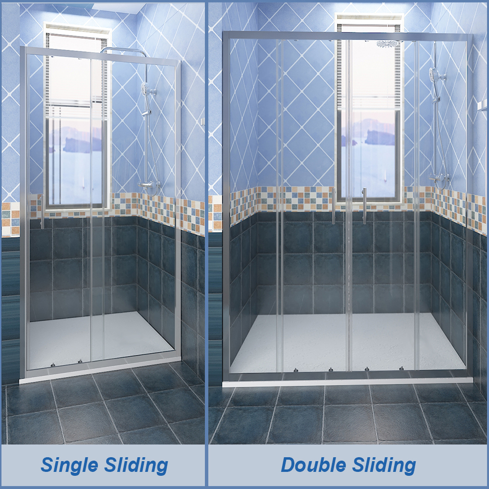 Bathroom Sliding Shower Enclosure Glass Door Side Panel SMC Tray Walk In Cubicle