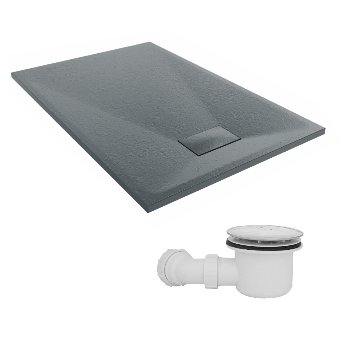 Slate Effect Square Rectangle Quadrant Shower Enclosure Wet Room Tray+Free Waste