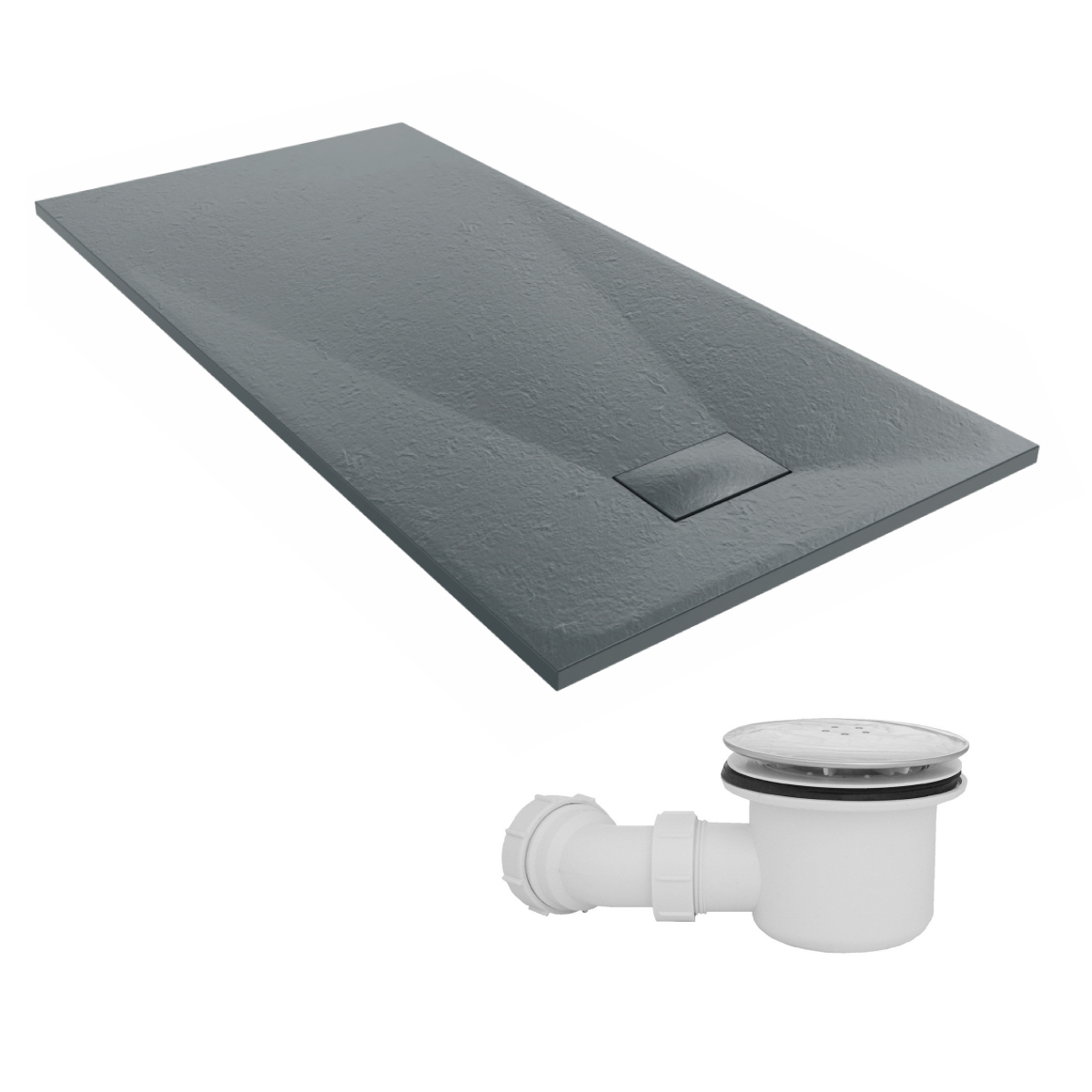 Slate Effect Square Rectangle Quadrant Shower Enclosure Wet Room Tray+Free Waste