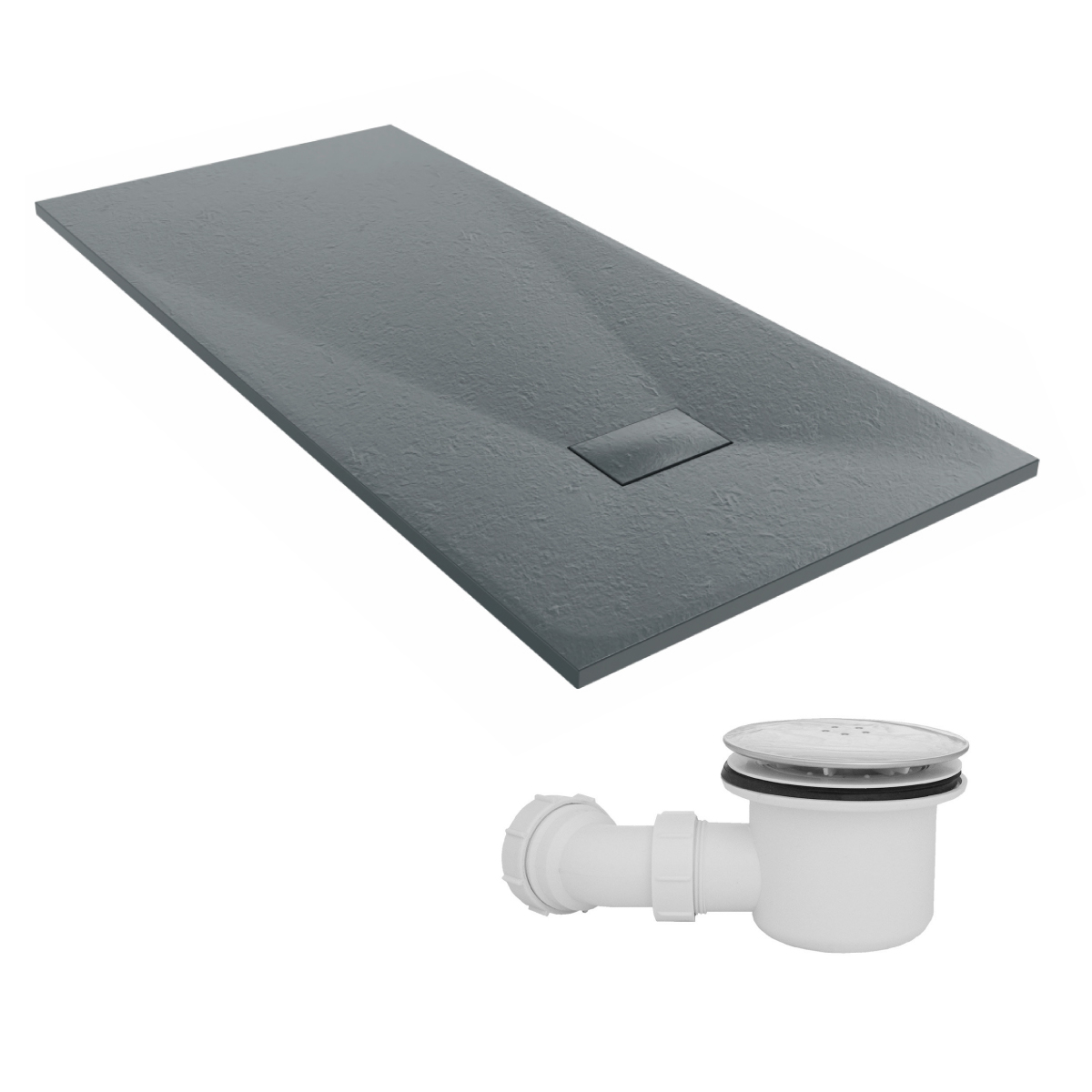 Slate Effect Square Rectangle Quadrant Shower Enclosure Wet Room Tray+Free Waste