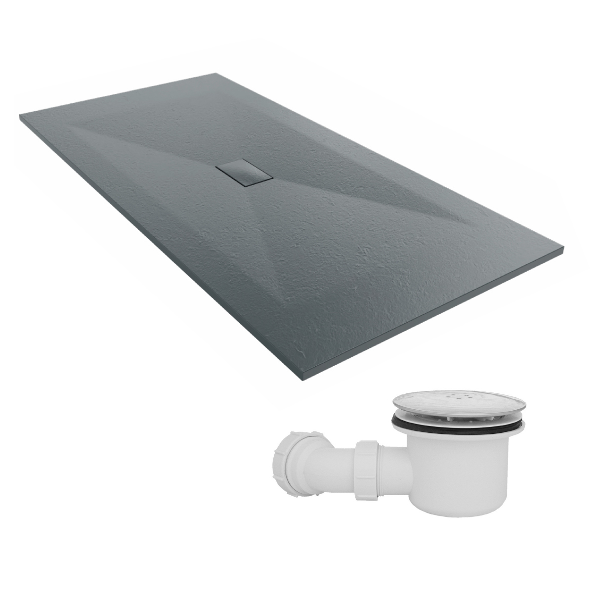 Slate Effect Square Rectangle Quadrant Shower Enclosure Wet Room Tray+Free Waste