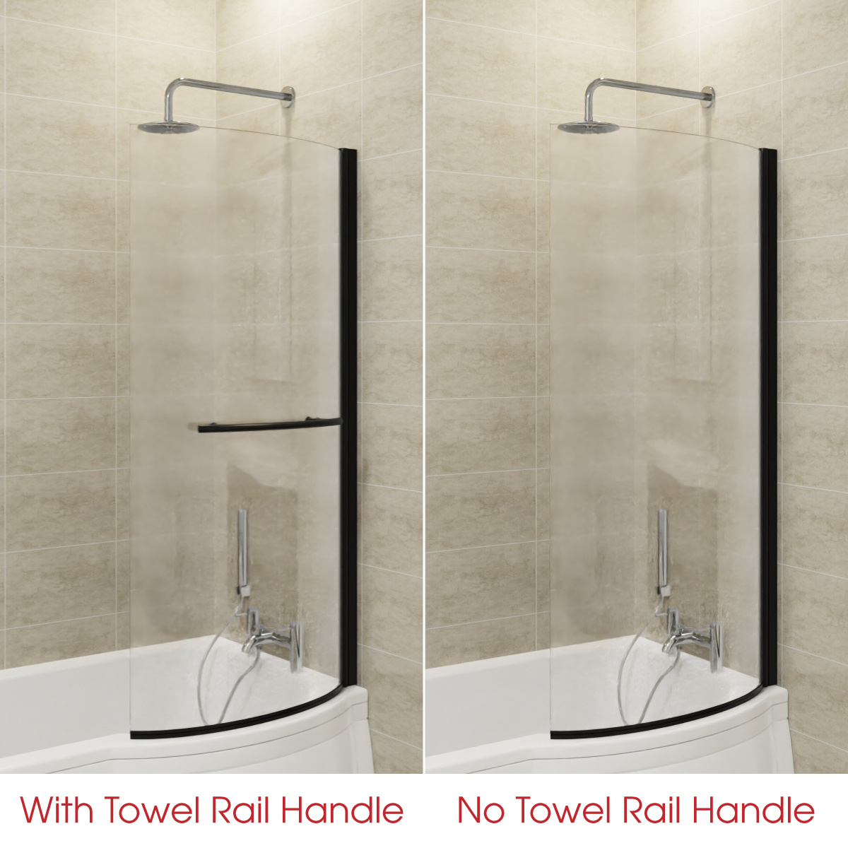 Matte Black Pivot Curved P Bath Shower Screen Glass Door L Shaped ...