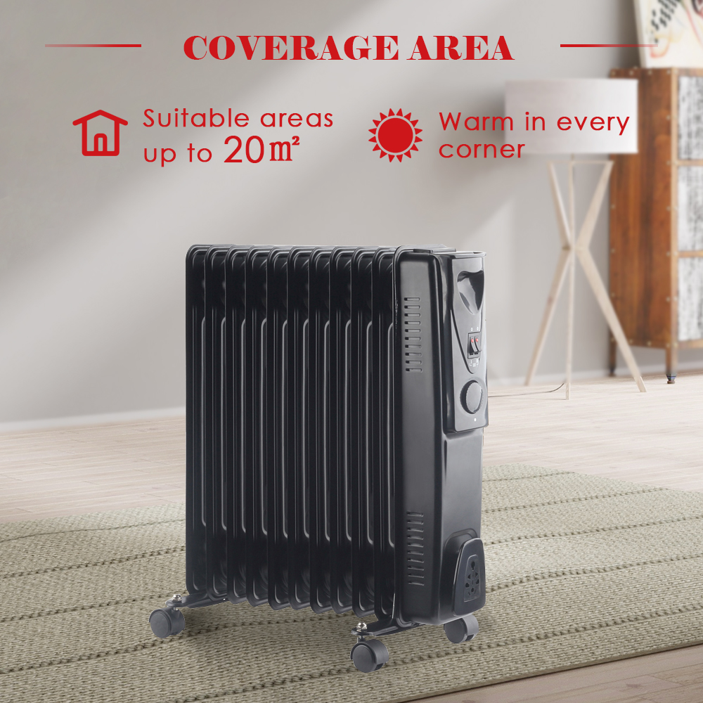 2500W 11 Fin Oil Filled Radiator Portable Electric Heater with ...