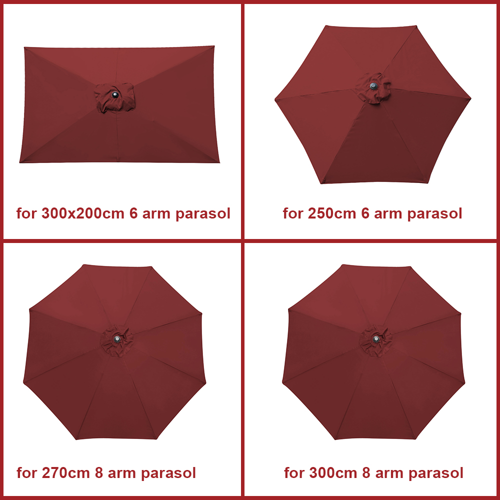 Replacement Parasol Fabric Umbrella Canopy Cover 6 or 8 Arm 2.5m 2.7m 3m 3x2m