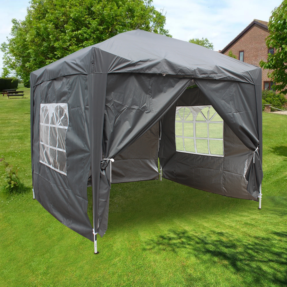 Pop Up Gazebo With Side Panels 2.5x2.5m Marquee Canopy Outdoor Garden Patio Tent