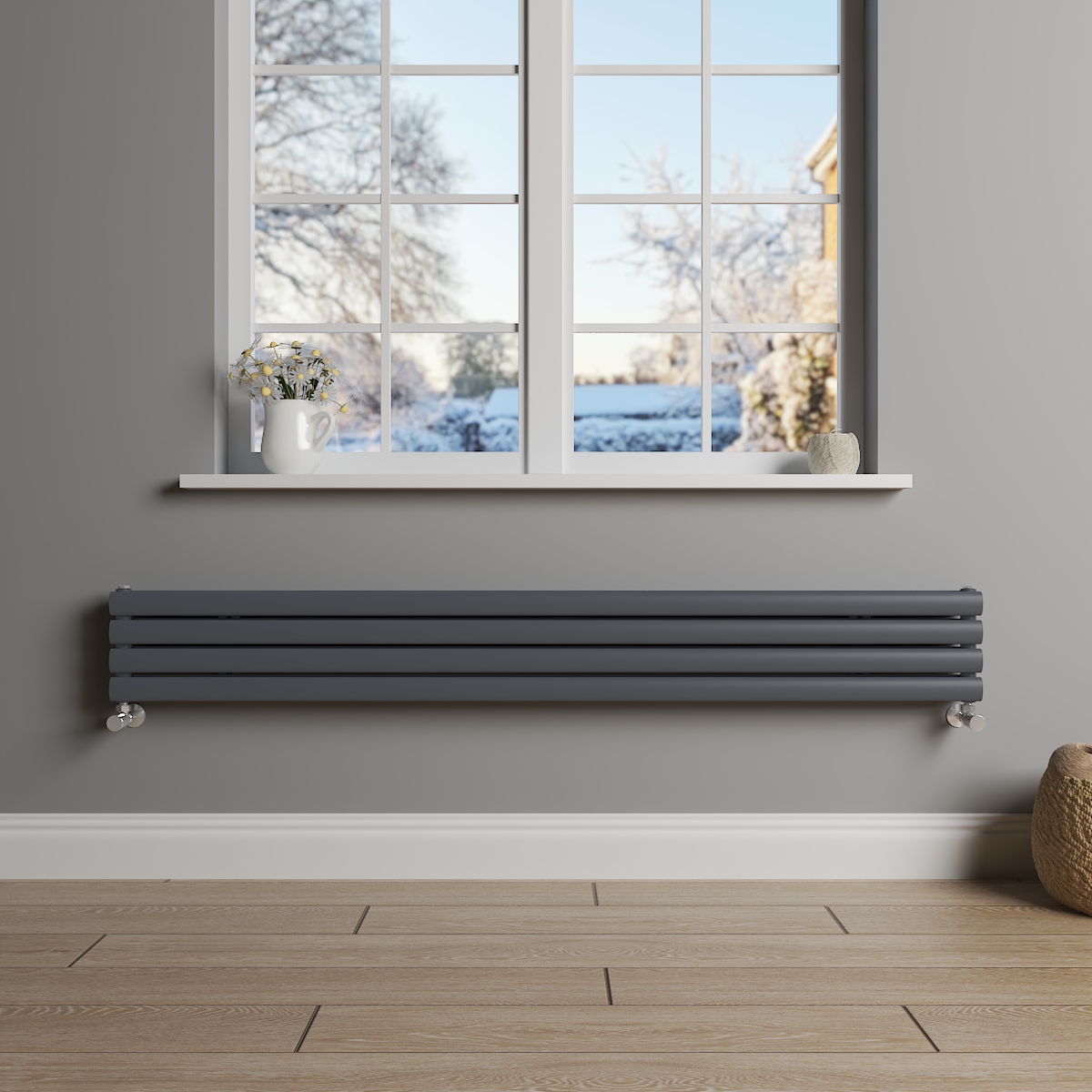 Designer Horizontal Radiator Oval Column Central Heating Double Panel Rads UK