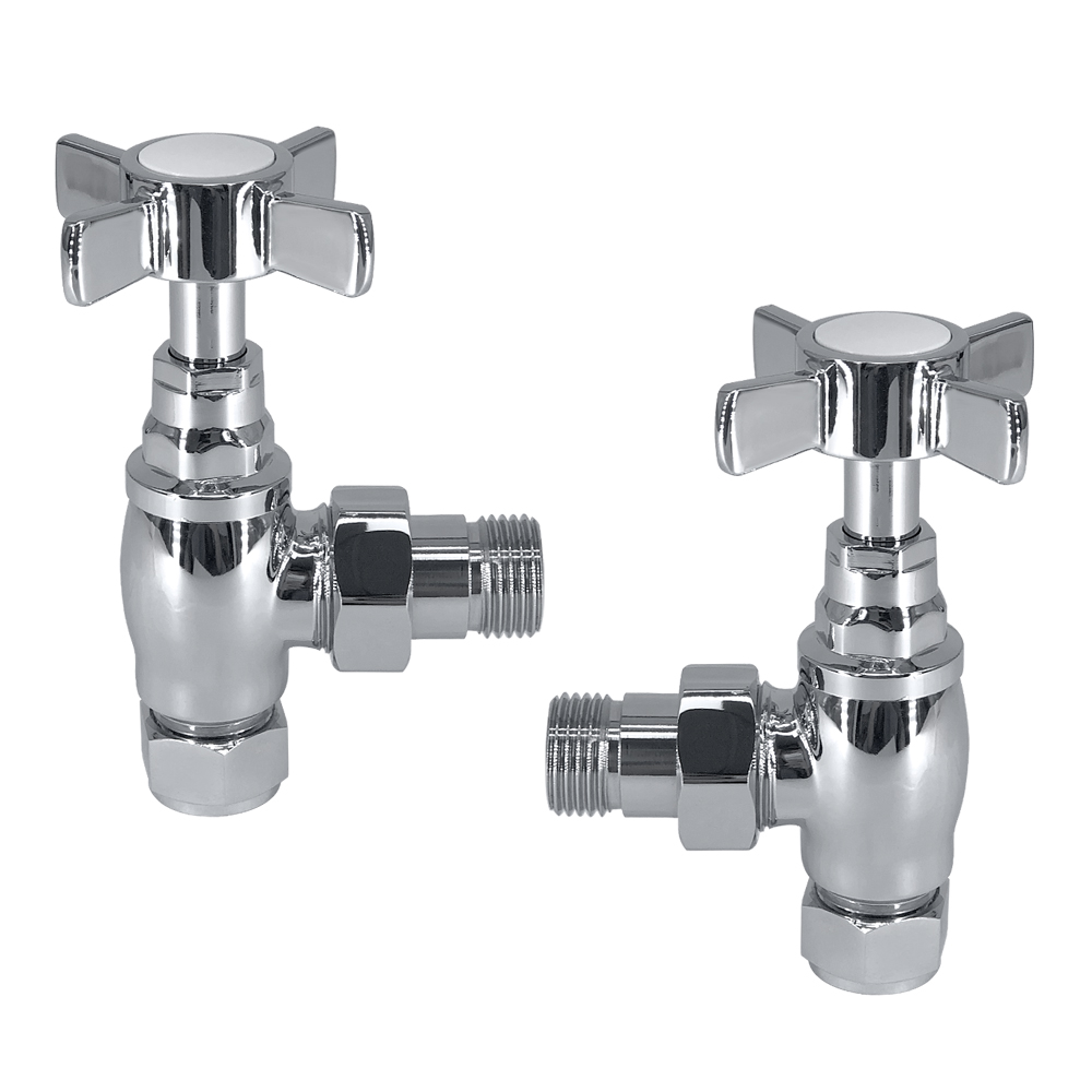 Thermostatic Manual TRV Radiator Valves 1/2" x 15mm Angled Straight Rad Valve