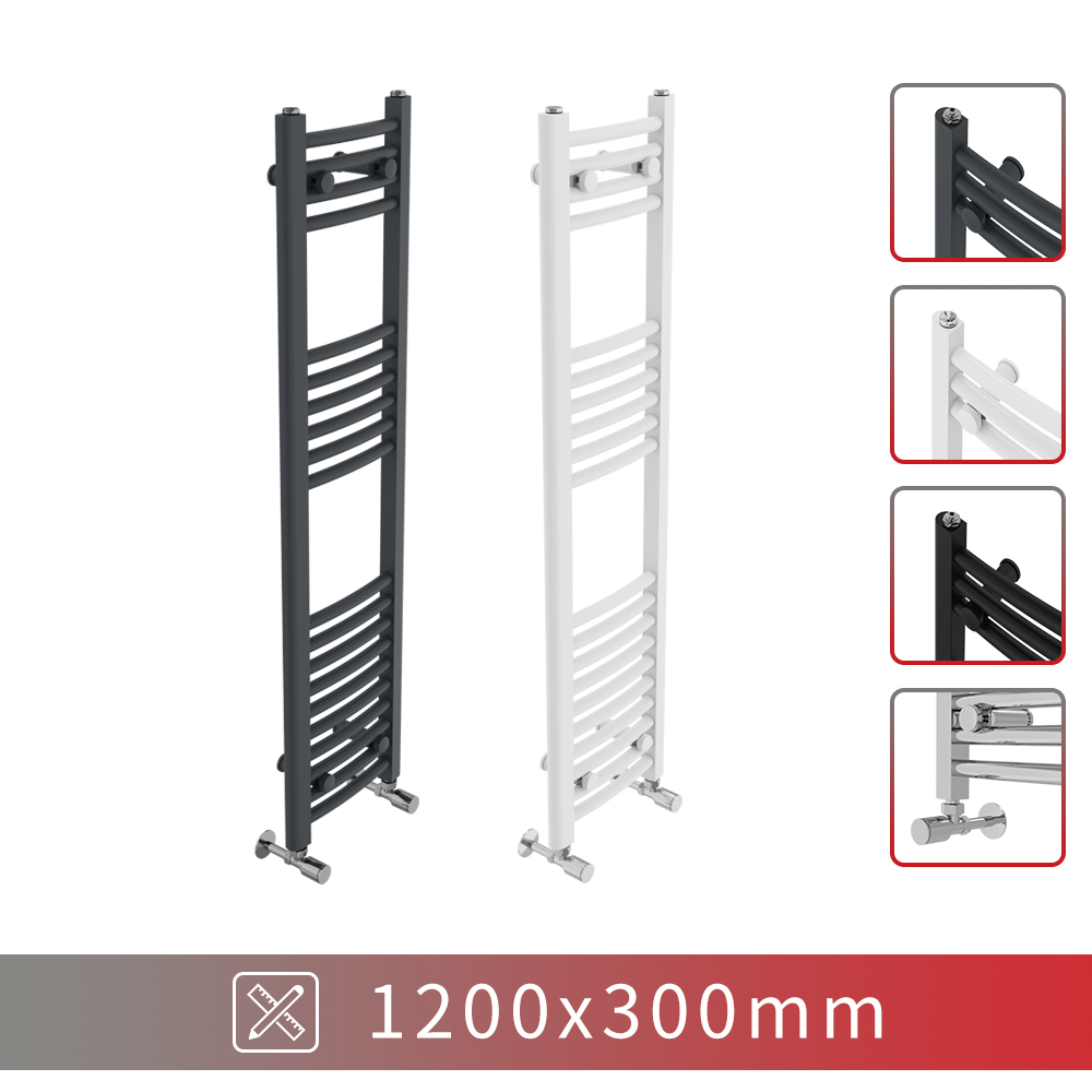 Bathroom Heated Towel Rail Radiator Straight Curved Heating Ladder Warmer Modern