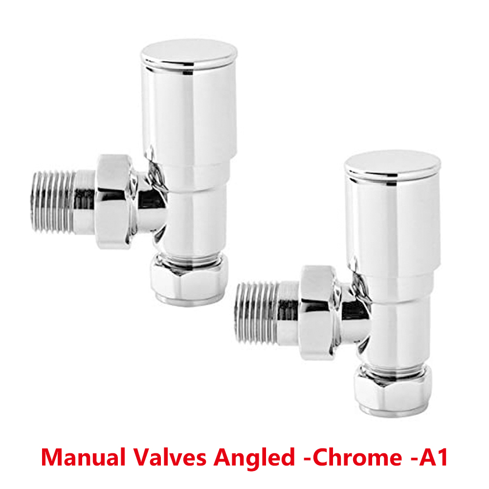 Thermostatic Manual Lockshield Radiator Valves 15mm Angled Straight Corner Pair
