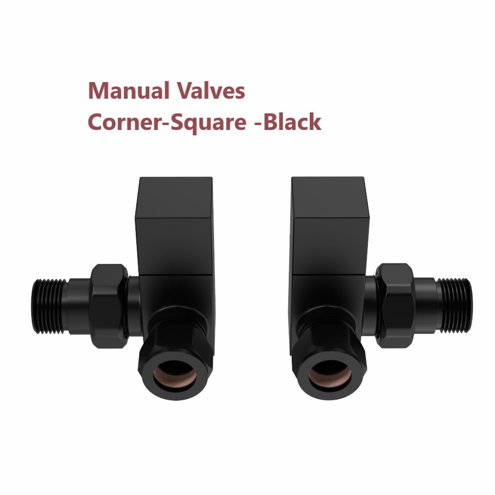 Thermostatic Manual Lockshield Radiator Valves 15mm Angled Straight Corner Pair