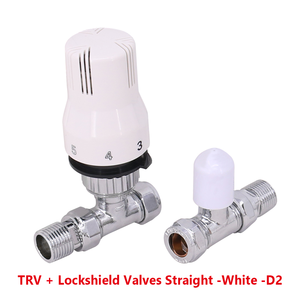 Thermostatic Manual Lockshield Radiator Valves 15mm Angled Straight ...