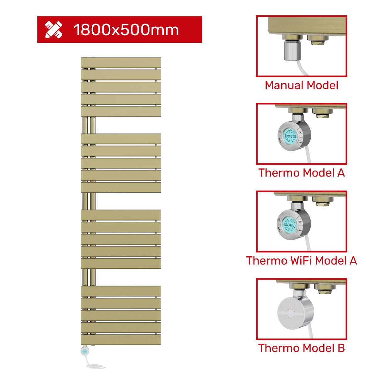 Bathroom Flat Panel Prefilled Electric Heated Towel Rail Radiator Ladder Warmer