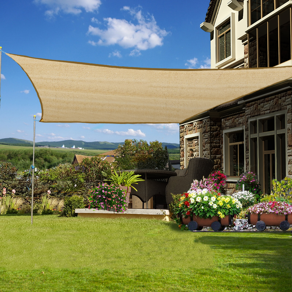 Garden Sun Shade Sail HDPE 90% UV Block Sunscreen Patio Awning Canopy ...