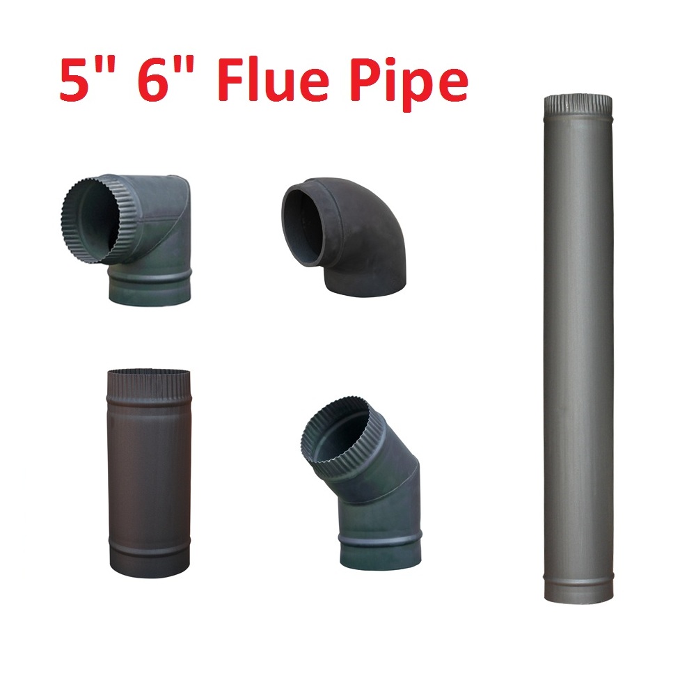 Flue Pipe 5" 6" Straight Bend 45 90 Degree Chimney Tube For Wood