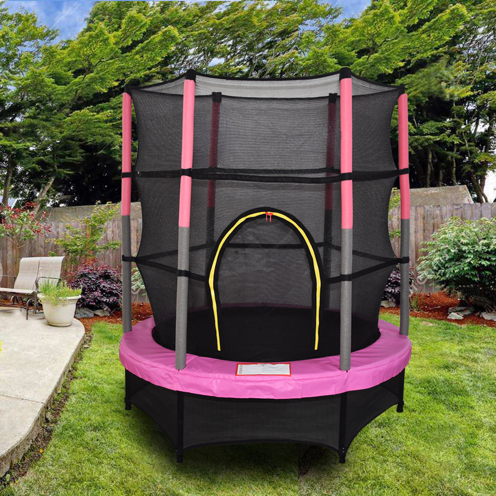 4.5FT Mini Trampoline Set with Enclosure Safety Net Outdoor 55&quot; Kids